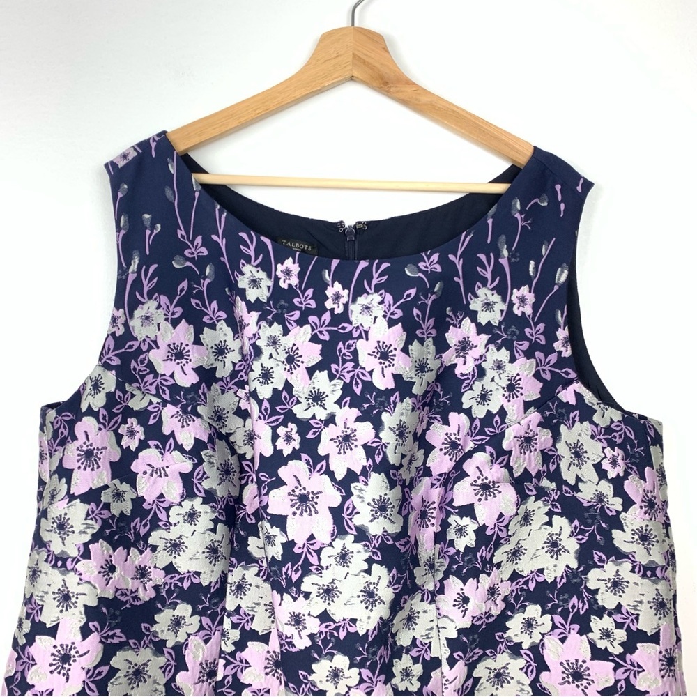 Talbots Navy Floral Sleeveless Shift Dress - Picture 2 of 10